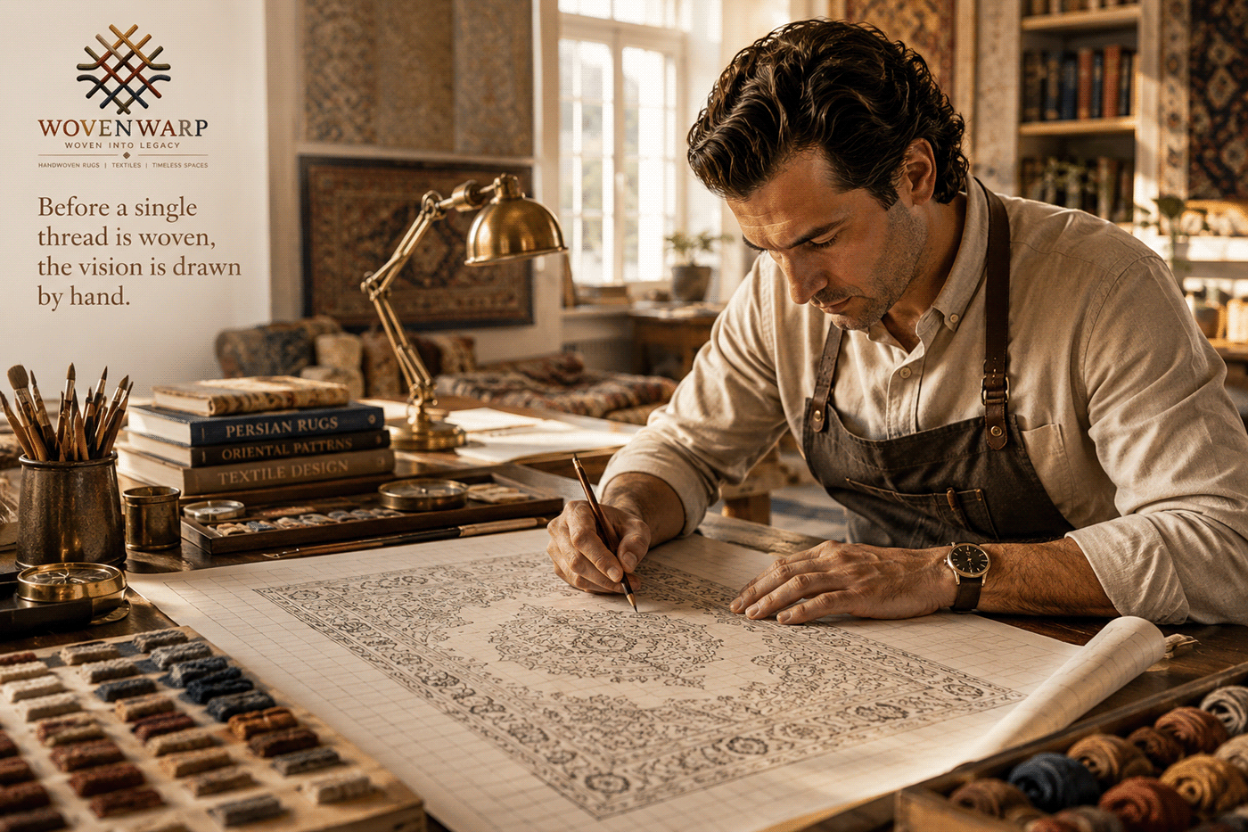 From Sketch to Masterpiece: The Art of Rug Design project cover from the Wovenwarp Behance portfolio