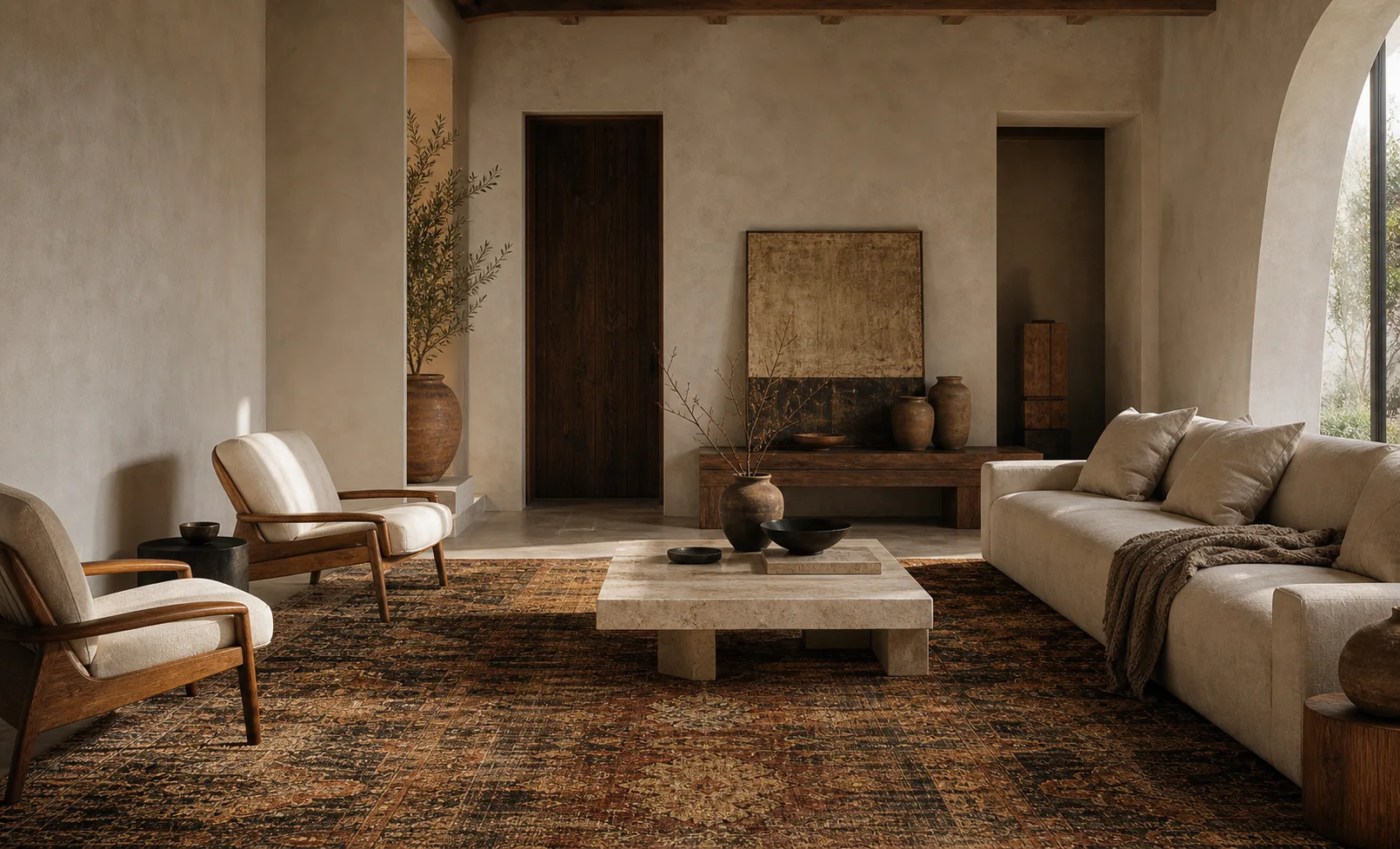 Luxury interior featuring handwoven Wovenwarp rug in modern space